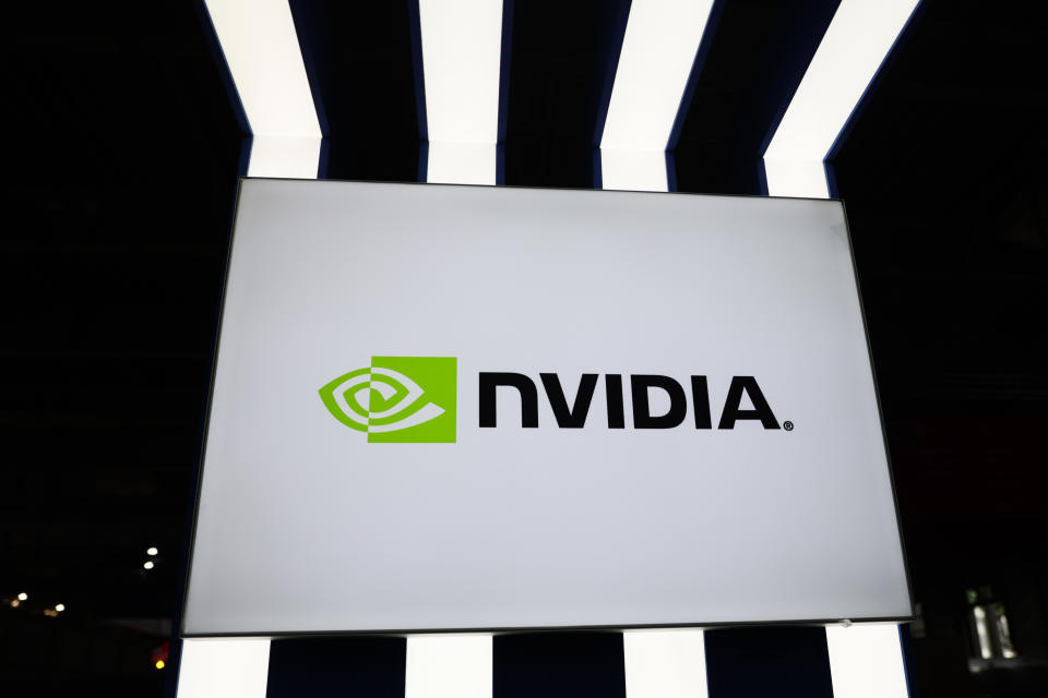 The Nvidia logo is seen during the Impact'24 conference in Poznan, Poland on May 16, 2024. (Photo by Jakub Porzycki/NurPhoto via Getty Images)